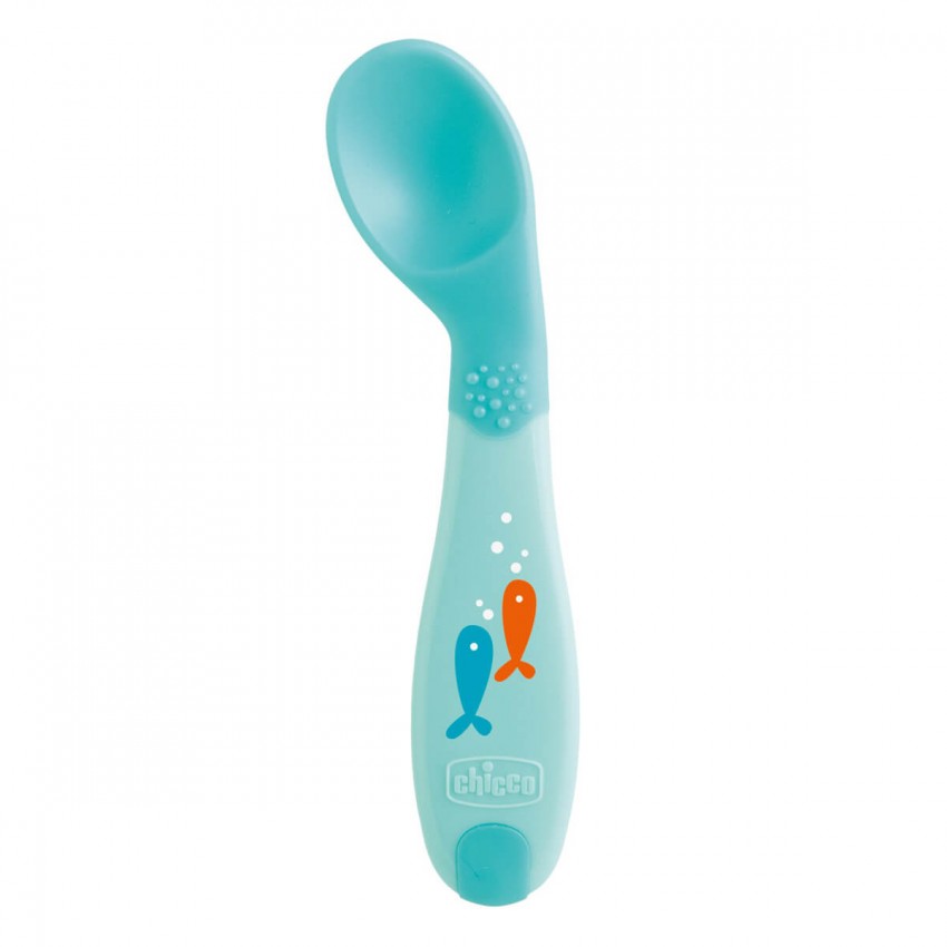 CHICCO CUCCHIAIO ANGOLATO 8M+ AZZURRO - farmachicca