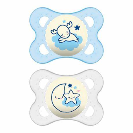 MAM SUCCHIETTO ORIGINAL NIGHT 2-6 MESI SILICONE MASCHIO 2 PEZZI - farmachicca