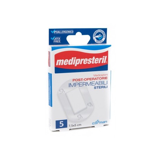 MEDIPRESTERIL MEDICAZIONE POST OPERATORIA  STERILE 7,5X5 5 PEZZI - farmachicca