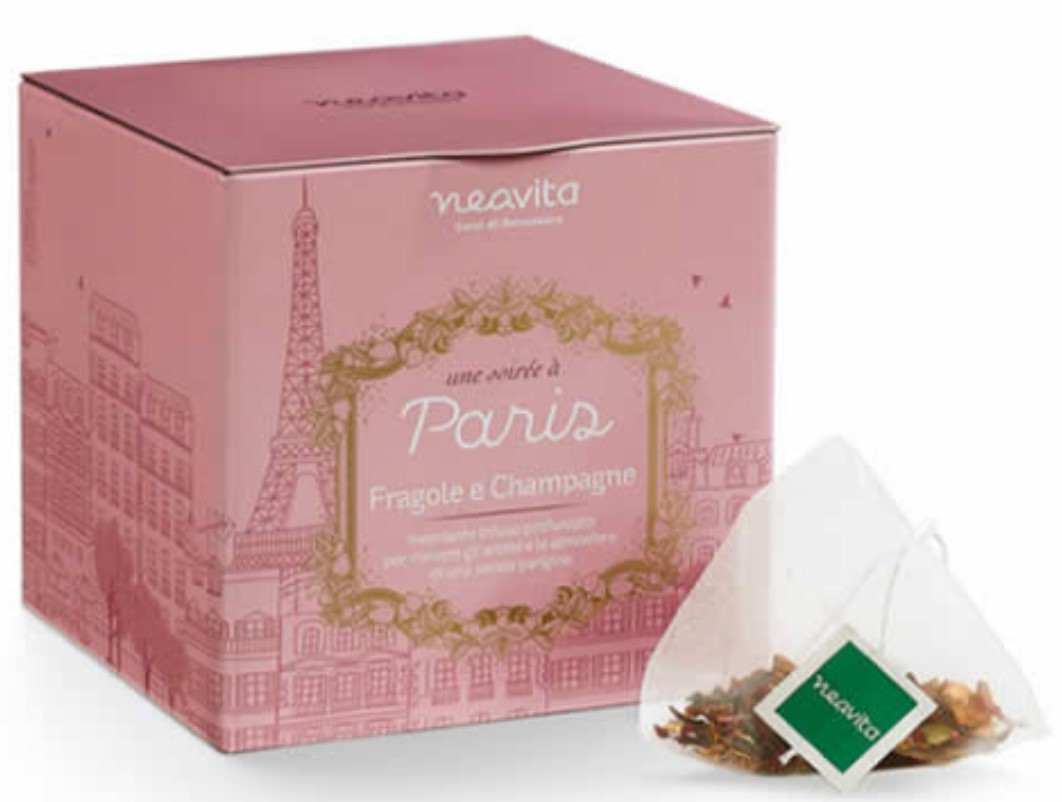 NEAVITA CUBO PARIGI CON INFUSO FRAGOLE CHAMPAGNE 15 FILTRI DA 3,8 G - farmachicca