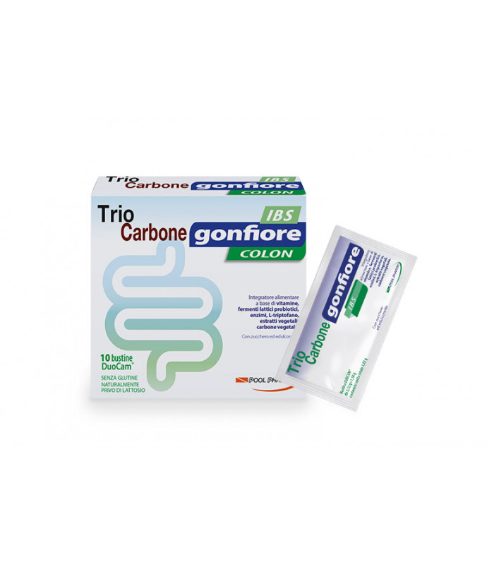 TRIOCARBONE GONFIORE IBS 10 BUSTE DUOCAM DA 2 G + 1,5 G - farmachicca
