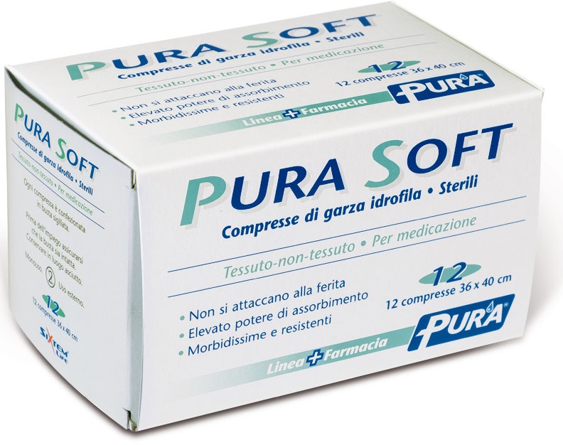 GARZA IN TESSUTO NON TESSUTO PURA SOFT 36X40CM 12 PEZZI - farmachicca