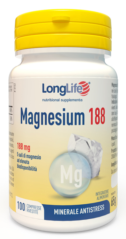 LONGLIFE MAGNESIUM 188 100 COMPRESSE RIVESTITE DA 6,5 G - farmachicca