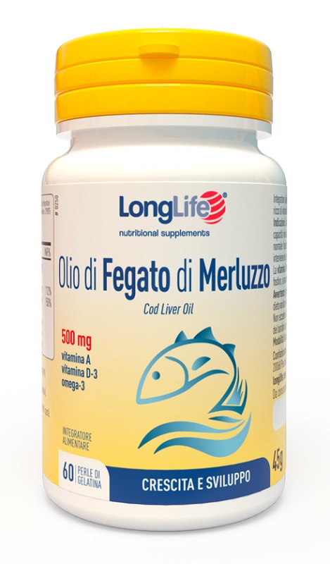 LONGLIFE OLIO FEGATO MERLUZZO 500 MG 60 PERLE IN GELATINA - farmachicca