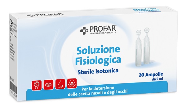 SOLUZIONE FISIOLOGICA STERILE ISOTONICA PROFAR 20 AMPOLLE DA 5 ML - farmachicca