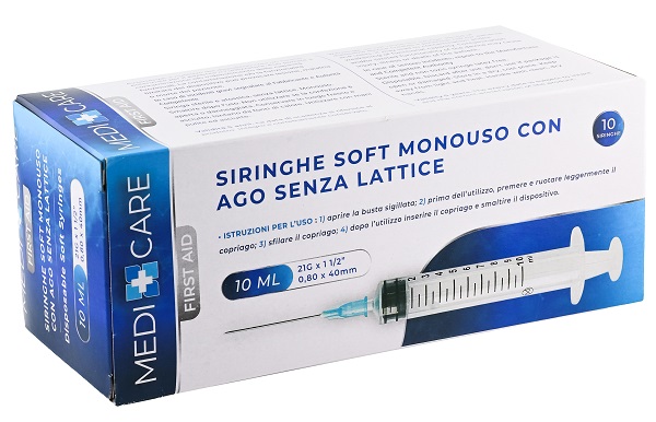 SIRINGA SOFT CAPACITA' 10ML AGO GAUGE 21 CONFEZIONE 10 PEZZI GAMMADIS - farmachicca