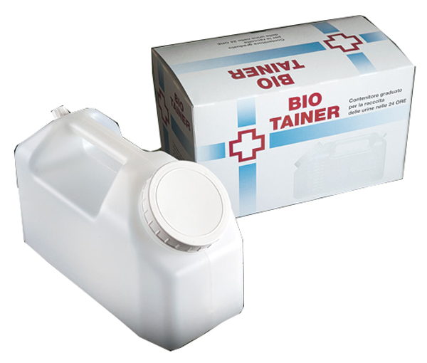 TANICA GRADUATA BIO TAINER PER RACCOLTA DI URINA NELLE 24 ORE 2500 ML CON TAPPINO DI PRELIEVO E MANICO 1 PEZZO - farmachicca