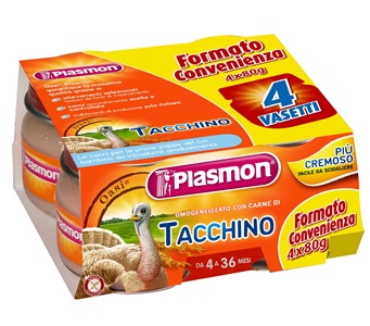 PLASMON OMOGENEIZZATO TACCHINO 4 X 80 G CON GIFT - farmachicca