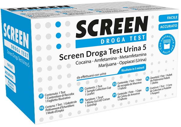 DROGA TEST CHE RILEVA 5 DROGHE TRAMITE URINA RISULTATO PER OGNI DROGA ANALIZZATA SCREEN DROGA TEST URINA 5 - farmachicca