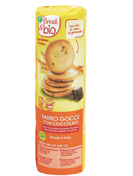 BREAK & BIO BISCOTTI FARRO GOCCE CON CIOCCOLATO FONDENTE 250 G SENZA UOVA - farmachicca