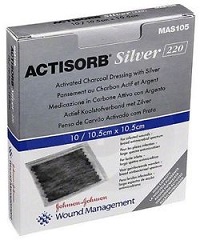 MEDICAZIONE IN CARBONE ATTIVO CON ARGENTO ACTISORB SILVER 10,5X10,5 CM 3 PEZZI - farmachicca