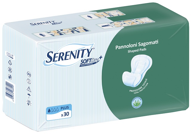 PANNOLONE PER INCONTINENZA SAGOMATO SERENITY SOFTDRY+ ALOE PLUS 30 PEZZI - farmachicca