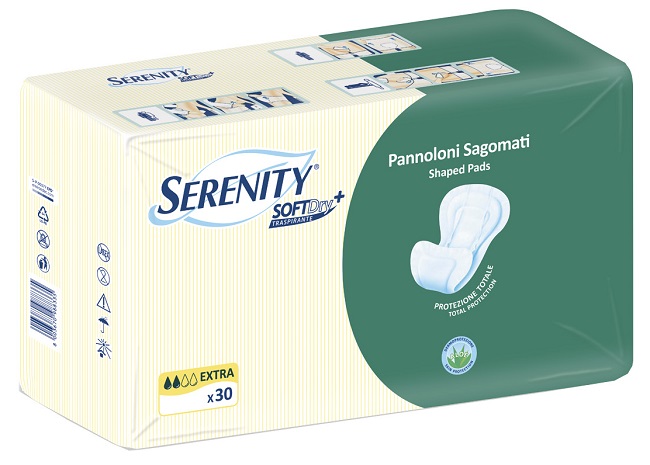 PANNOLONE PER INCONTINENZA SAGOMATO SERENITY SOFTDRY+ ALOE EXTRA 30 PEZZI - farmachicca