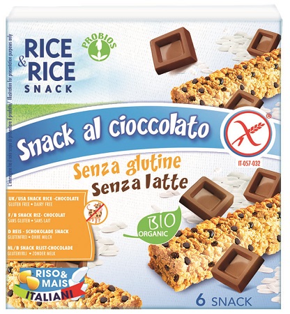 RICE&RICE SNACK DI RISO AL CIOCCOLATO 6 X 21 G SENZA LIEVITO - farmachicca