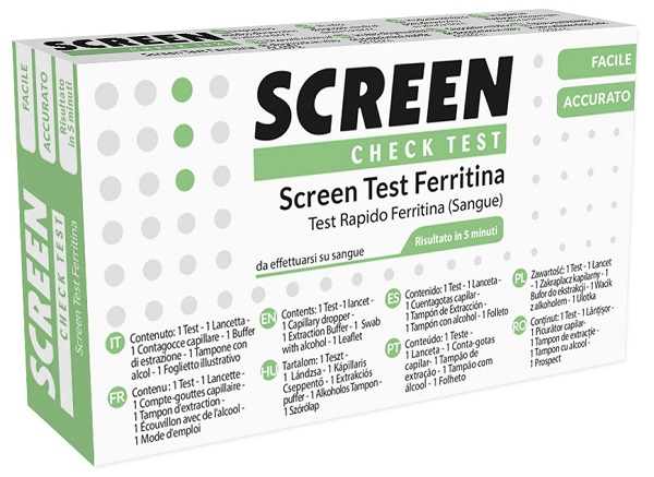 TEST RAPIDO PER L'INDIVIDUAZIONE DI FERRITINA NEL SANGUE PER L'ANEMIA DA CARENZA DI FERRO SCREEN CHECK TEST ANEMIA/FERRITINA - farmachicca
