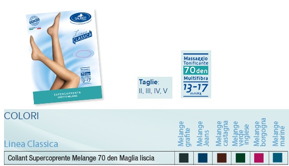 SAUBER COLLANT 70 DENARI SUPER COPRENTE MAGLIA LISCIA MELANGE GRAFITE 2 LINEA CLASSICA - farmachicca