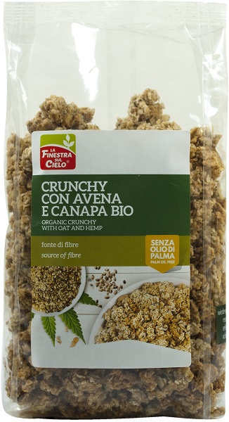 FSC CRUNCHY CON AVENA E CANAPA BIO AD ALTO CONTENUTO DI FIBRA CON OLIO DI GIRASOLE E SENZA OLIO DI PALMA 375 G - farmachicca