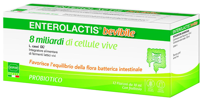 ENTEROLACTIS BEVIBILE 12 FLACONCINI DA 10 ML SOFAR - farmachicca