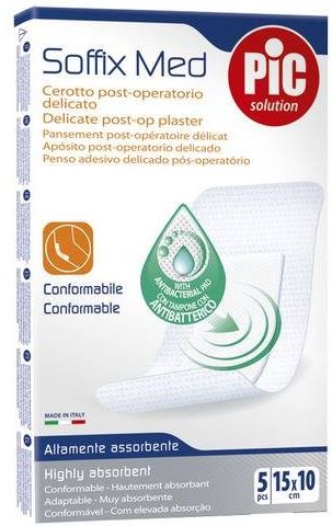 CEROTTO PIC SOFFIX MED STERILE MONOUSO 10X15 CM ANTIBATTERICO 5 PEZZI - farmachicca