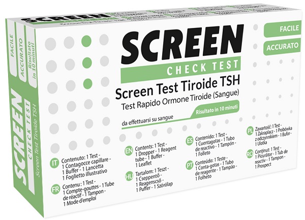 TEST RAPIDO PER L'INDIVIDUAZIONE QUALITATIVA DI ORMONE TIROIDE-STIMOLANTE TSH NEL SANGUE UMANO SCREEN CHECK TEST TIROIDE/TSH - farmachicca