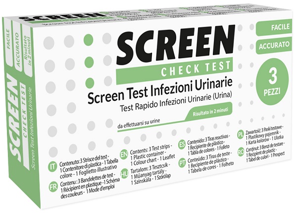 TEST PER L'INDIVIDUAZIONE RAPIDA DI LEUCOCITI SANGUE NITRITO E PROTEINA NELL'URINA SCREEN CHECK TEST INFEZIONI VIE URINARIE 3 PEZZI - farmachicca
