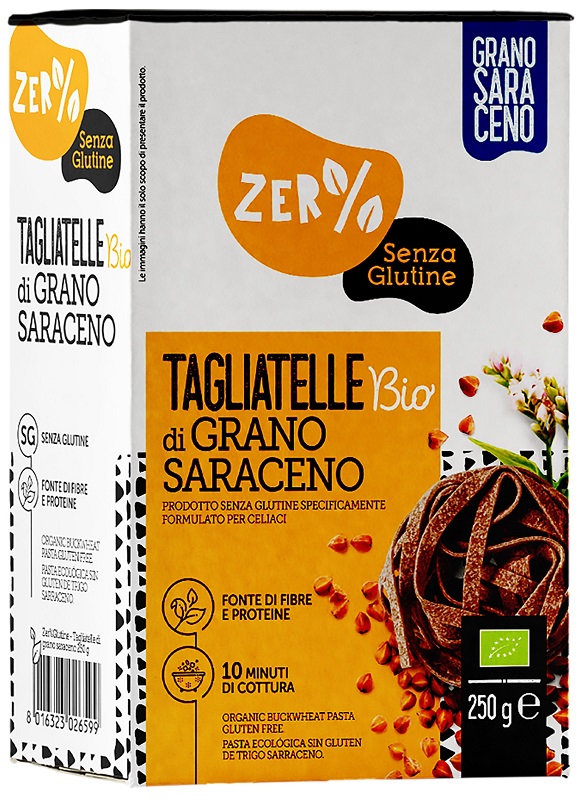 ZERO% GLUTINE TAGLIATELLE A NIDO DI GRANO SARACENO INTEGRALESENZA GLUTINE BIO 250 G - farmachicca