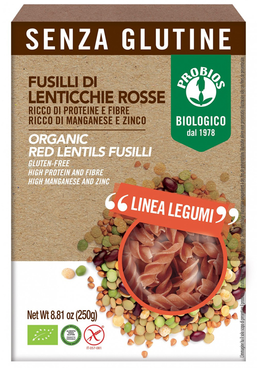 SPECIALITA' 100% LEGUMI FUSILLI LENTICCHIE ROSSE 250 G - farmachicca
