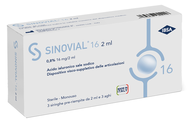 SIRINGA INTRA-ARTICOLARE SINOVIAL 16 ACIDO IALURONICO 0,8% 2 ML 3 PEZZI - farmachicca