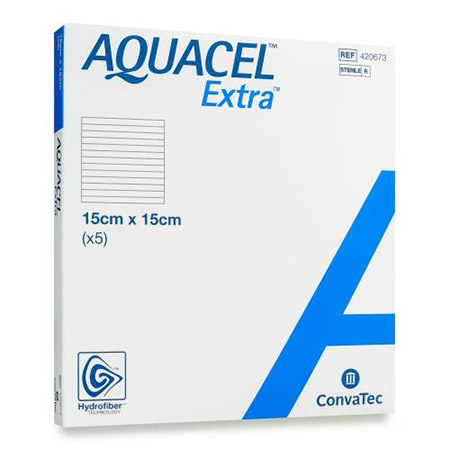 MEDICAZIONE IN HYDROFIBER STERILE COSTITUITA FIBRE IDROCOLLOIDI DI CARBOSSIMETILCELLULOSA SODICA PURA AQUACEL EXTRA 15X15 5 PEZZI - farmachicca