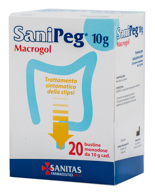 MACROGOL POLVERE PER SOLUZIONE ORALE SANIPEG 10G 20BUSTE - farmachicca