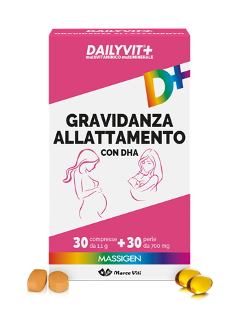 DAILYVIT+ GRAVIDANZA ALLATTAMENTO CON DHA MULTIVITAMINICO E MULTIMINERALE 30 COMPRESSE + 30 PERLE - farmachicca