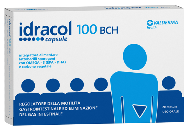 IDRACOL 100 BCH INTEGRATORE ALIMENTARE STIPSI E TRANSITO INTESTINALE ASTUCCIO 20 CAPSULE - farmachicca