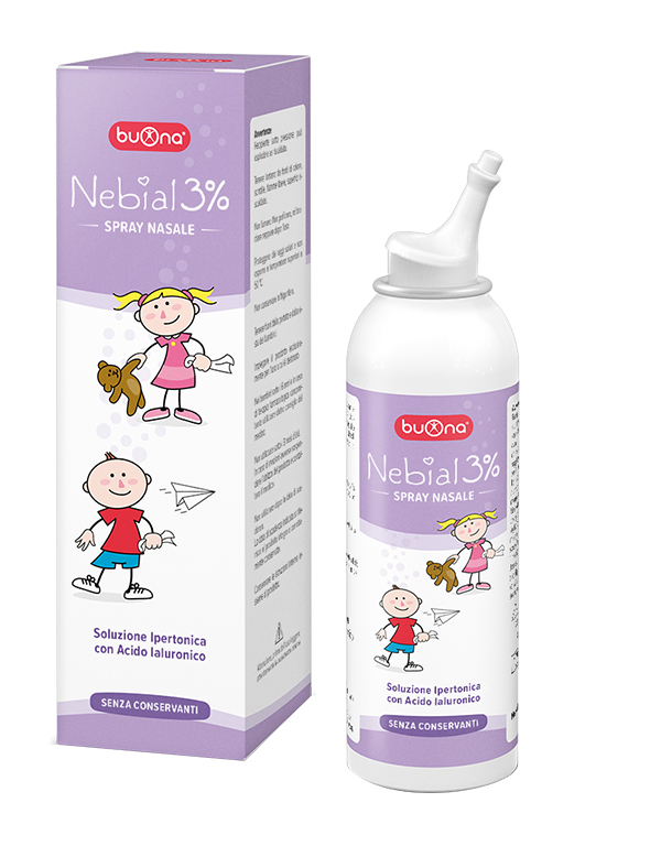 NEBIAL SOLUZIONE SALINA IPERTONICA DI SODIO CLORURO AL 3% CON ACIDO IALURONICO SPRAY NASALE 100 ML - farmachicca