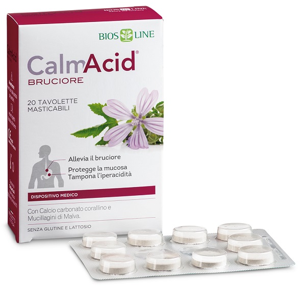 BIOSLINE CALMACID BRUCIORE 20 TAVOLETTE MASTICABILI - farmachicca