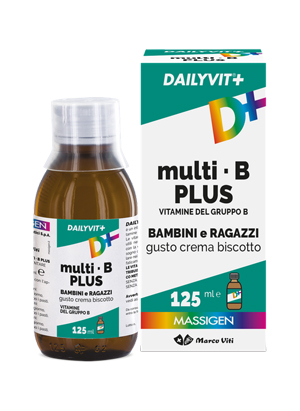 DAILYVIT+ MULTI B PLUS VITAMINE DEL GRUPPO B PER BAMBINI E RAGAZZI GUSTO CREMA BISCOTTO 125 ML - farmachicca