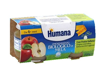 HUMANA OMOGENEIZZATO MELA BIO 2 VASETTI 100G - farmachicca