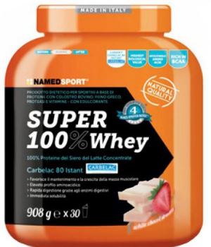 SUPER100% WHEY SMOOTH WHITE CHOCO/STRAWBERRY 908 G - farmachicca