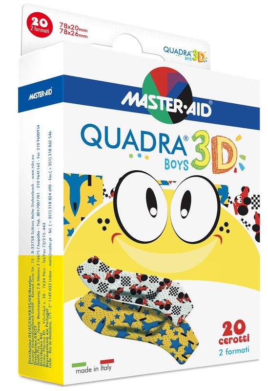 CEROTTO MASTER-AID QUADRA 3D BOYS 20 PEZZI ASSORTITI - farmachicca