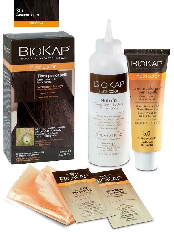 BIOKAP NUTRICOLOR 3,0 NEW CASTANO SCURO TINTA TUBO + FLACONE - farmachicca