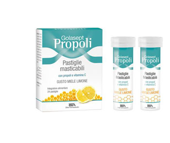 GOLASEPT PROPOLI 24 COMPRESSE MASTICABILI MIELE LIMONE - farmachicca