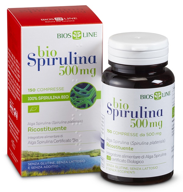 BIOSLINE BIOSPIRULINA 500 NEW 150 COMPRESSE CERT ECOCERT - farmachicca