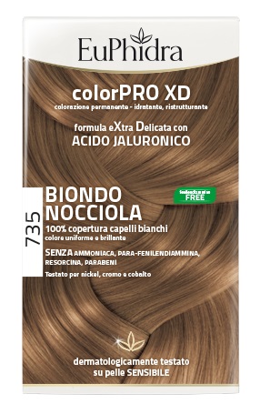 EUPHIDRA COLORPRO XD 735 BIONDO NOCCIOLA GEL COLORANTE CAPELLI IN FLACONE + ATTIVANTE + BALSAMO + GUANTI - farmachicca