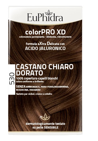 EUPHIDRA COLORPRO XD 530 CASTANO CHIARO DORATO GEL COLORANTE CAPELLI IN FLACONE + ATTIVANTE + BALSAMO + GUANTI - farmachicca