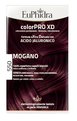 EUPHIDRA COLORPRO XD 550 MOGANO GEL COLORANTE CAPELLI IN FLACONE + ATTIVANTE + BALSAMO + GUANTI - farmachicca