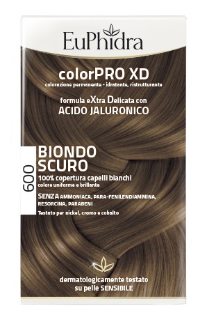 EUPHIDRA COLORPRO XD 600 BIONDO SCURO GEL COLORANTE CAPELLI IN FLACONE + ATTIVANTE + BALSAMO + GUANTI - farmachicca