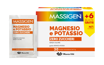 MASSIGEN MAGNESIO E POTASSIO ZERO ZUCCHERI 24 BUSTINE + 6 GRATIS - farmachicca