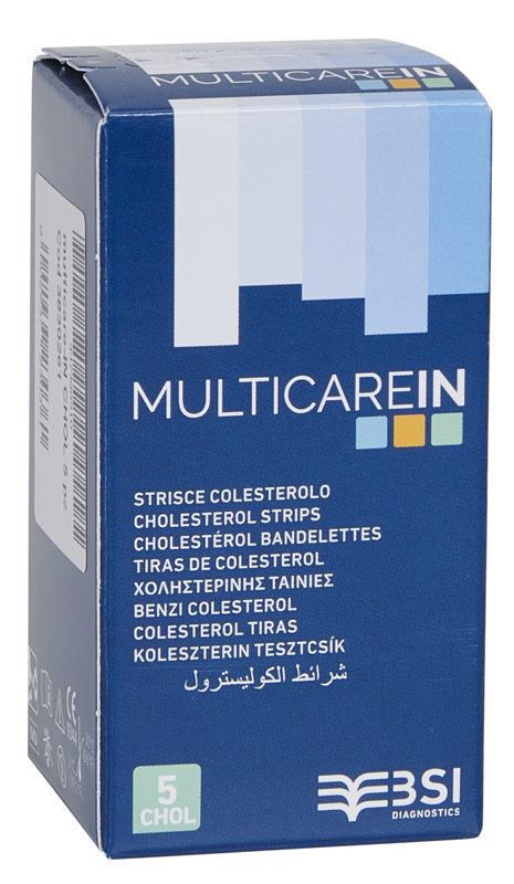 TEST COLESTEROLEMIA MULTICARE IN COLESTEROLO IN STRISCE CON ASPIRAZIONE CAPILLARE 5 PEZZI - farmachicca