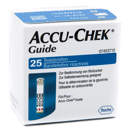 STRISCE MISURAZIONE GLICEMIA ACCU-CHEK GUIDE 25 PEZZI CONFEZIONE RETAIL - farmachicca