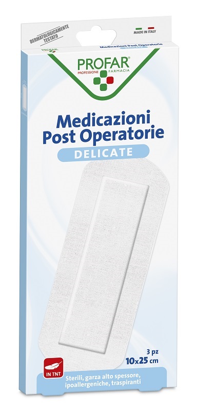 MEDICAZIONE POST OPERATORIA STERILE GARZA ANTIADERENTE 10X25 CM 3 PEZZI PROFAR - farmachicca