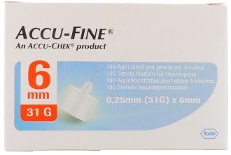 AGO PER PENNA DA INSULINA ACCU-FINE PEN NEEDLE ACCU-CHEK GAUGE 31 X 6MM 100 PEZZI - farmachicca